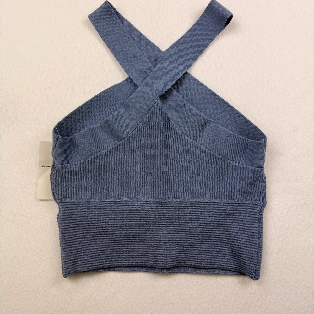 Abercrombie & Fitch Ottoman Rib Criss Cross Tank | Blue | Size M | NWT - Picture 3 of 7